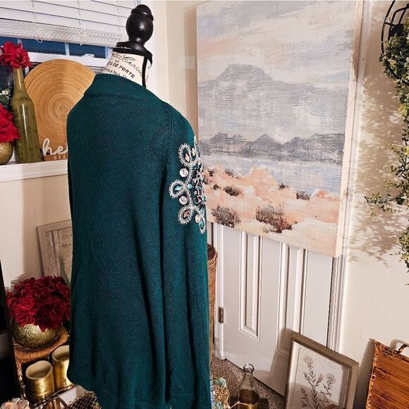 VTG Alexa Grace Sequins Embellished Shoulder Detail Cardigan. Sz XL - Picture 11 of 15